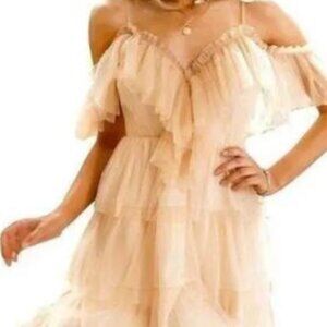 Simplee Apparel Blush Pink Tulle Off Shoulder Mini Dress NWT Misses Size Small